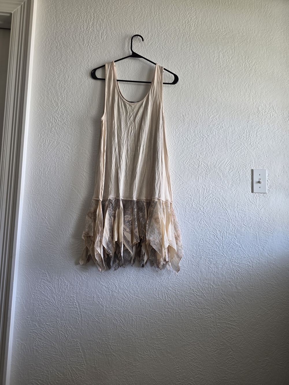 Origami Boho Handkerchief Hem Mini Dress in Neutral